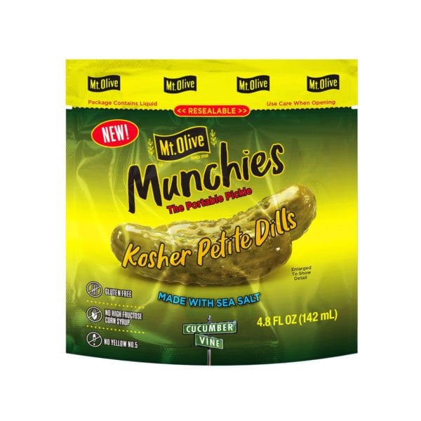 Front of Mt. Olive Munchies Kosher Petite Dill Pouch